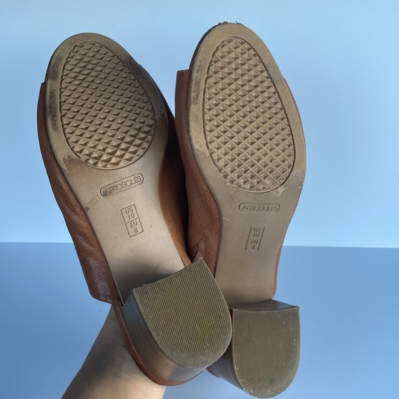 Aerosols Heelrest Brown Leather Slip-On Open-Toed Shoe Size 10 - Picture 10 of 10